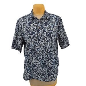 Pete‎ Huntington Shirt Mens XL Blue Floral Batik Cotton Vacation Hawaiian Resort